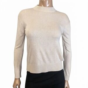 Magaschoni Cream Mock Neck Cashmere Blend Sweater Size XS Soft Neutral Knit